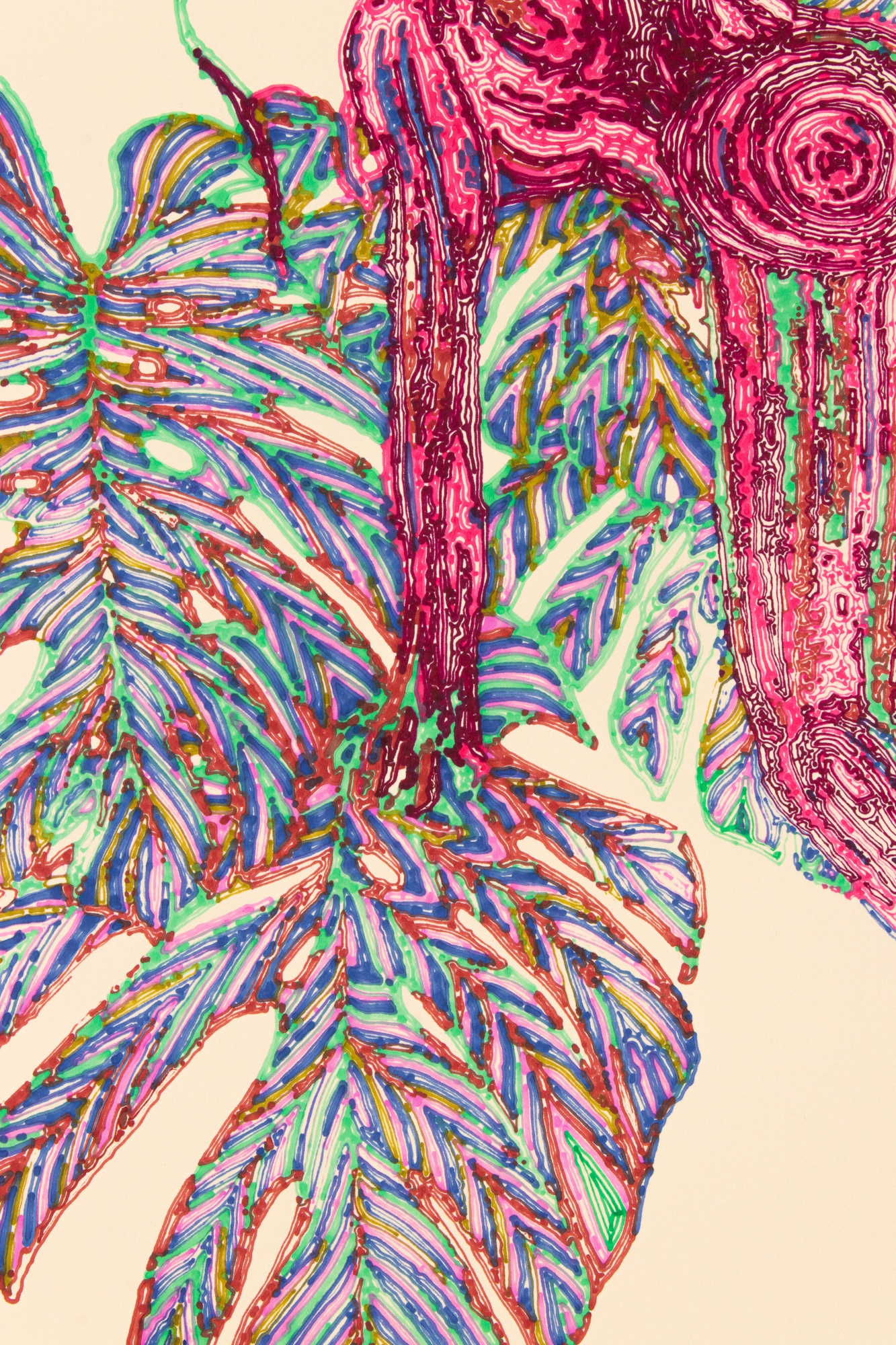 Leaves and Figure, Machine Drawing 2